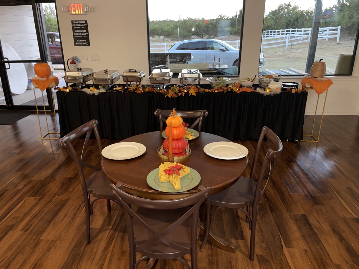 Fall table with pumpkin centerpiece