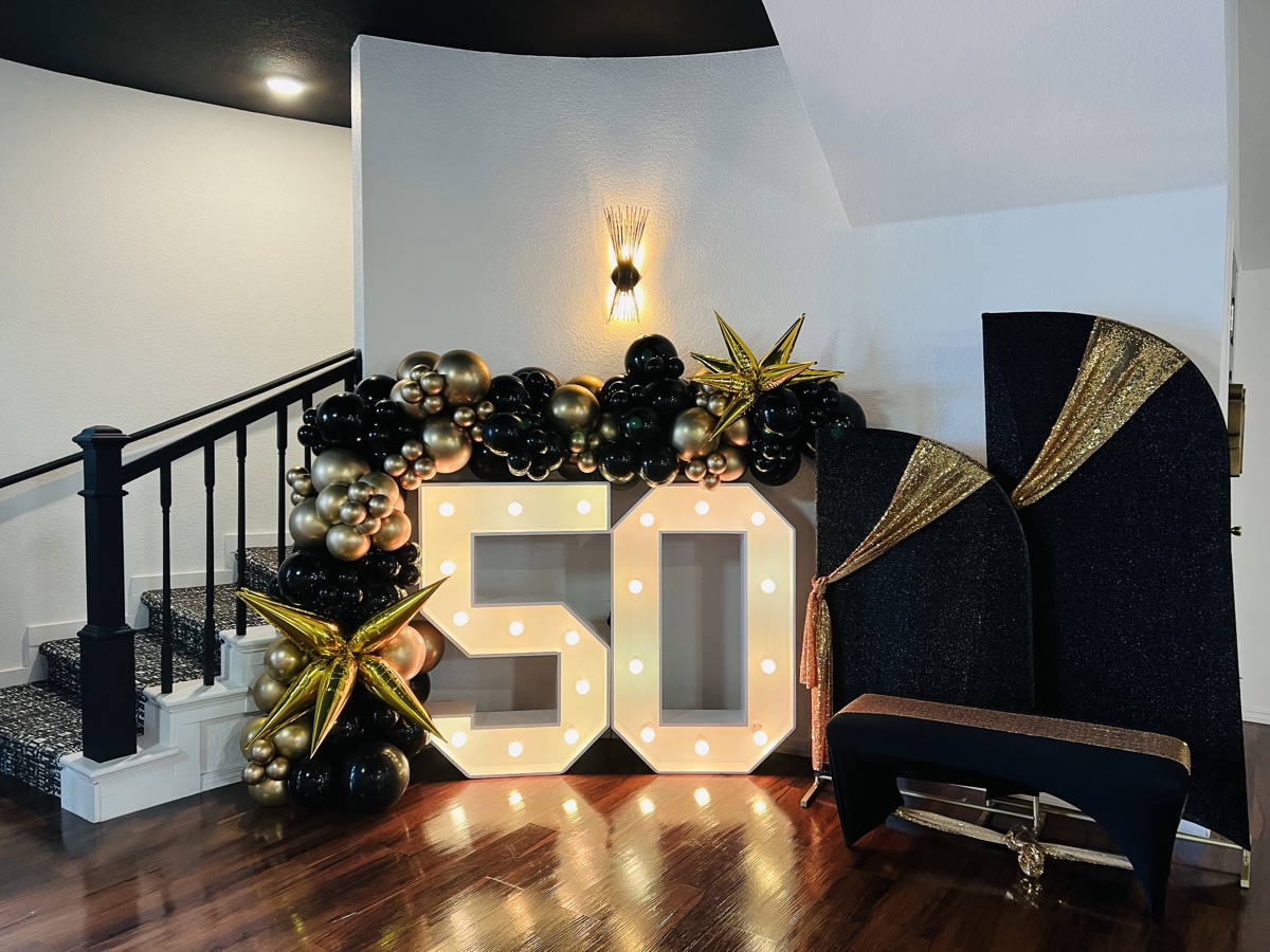 50th birthday with marquee and balloons