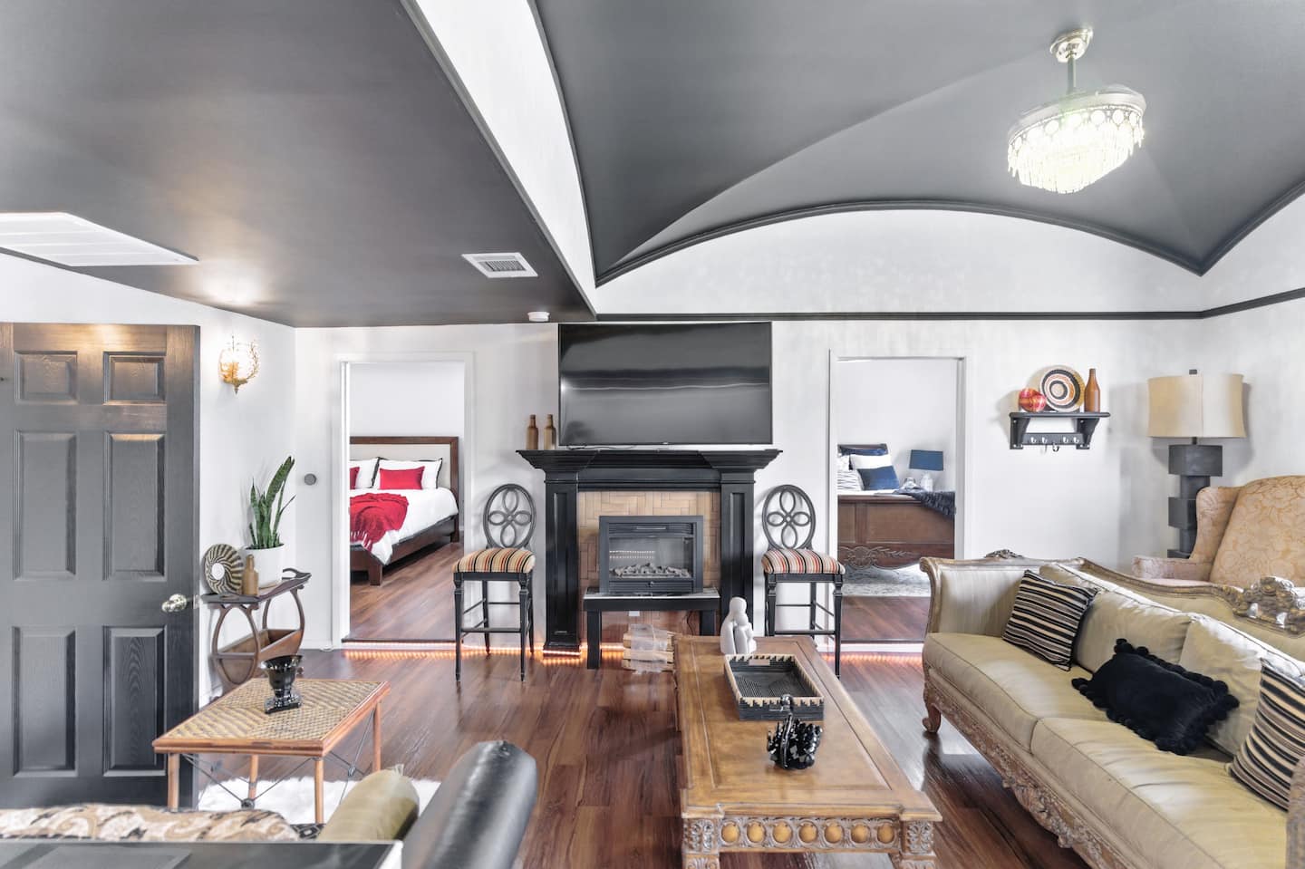Interior of the designer farmhouse retreat available to event guests.